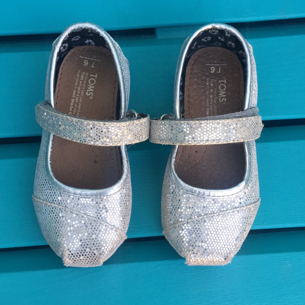 Toms silver glitter Mary Jane shoes